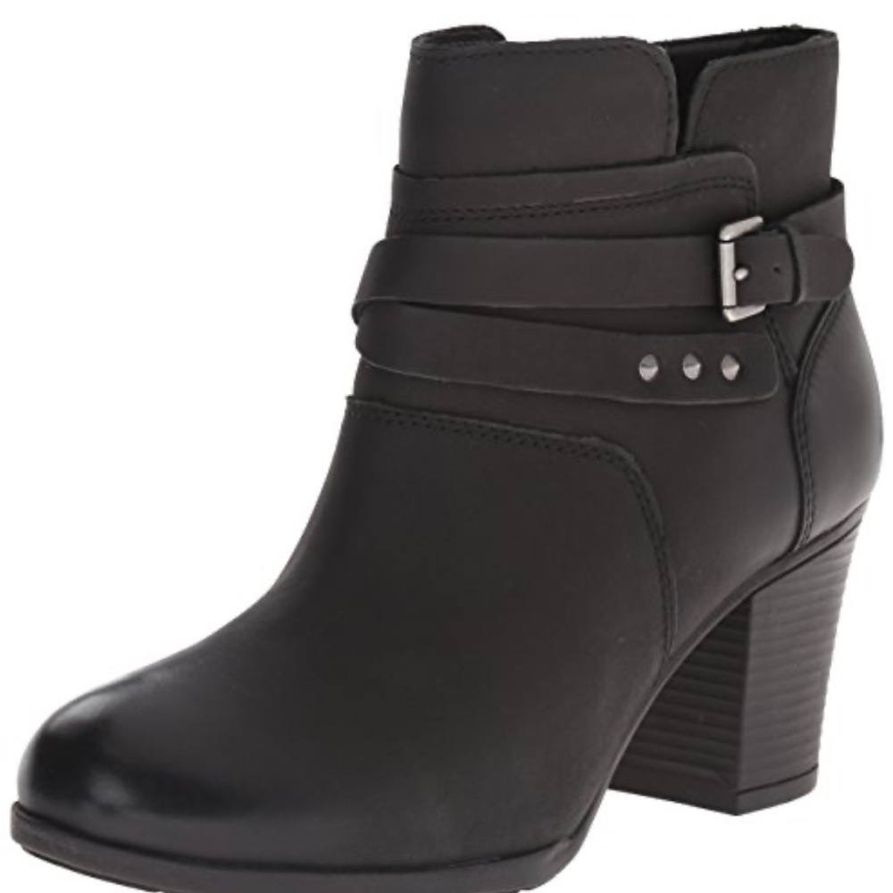 Rockport Women's City Casuals Leather Catriona Buckle Bootie Black Size 9.5